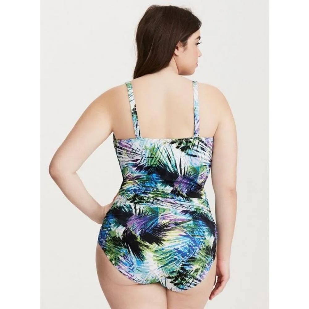 Torrid plus size 2 Underwire Lace-Up One Piece Swimsuit NWOT Tropical Floral - Image 4