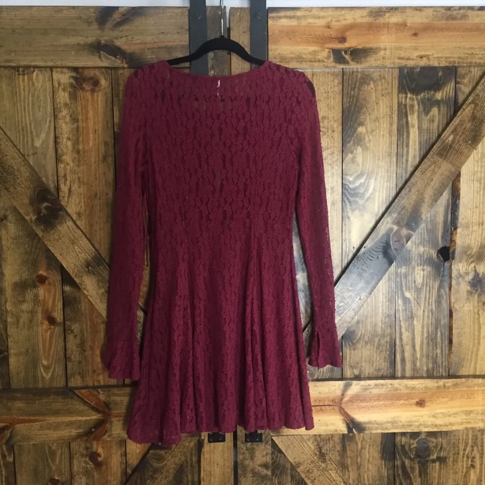 NWOT Free People maroon lace long sleeve dress! - Image 6