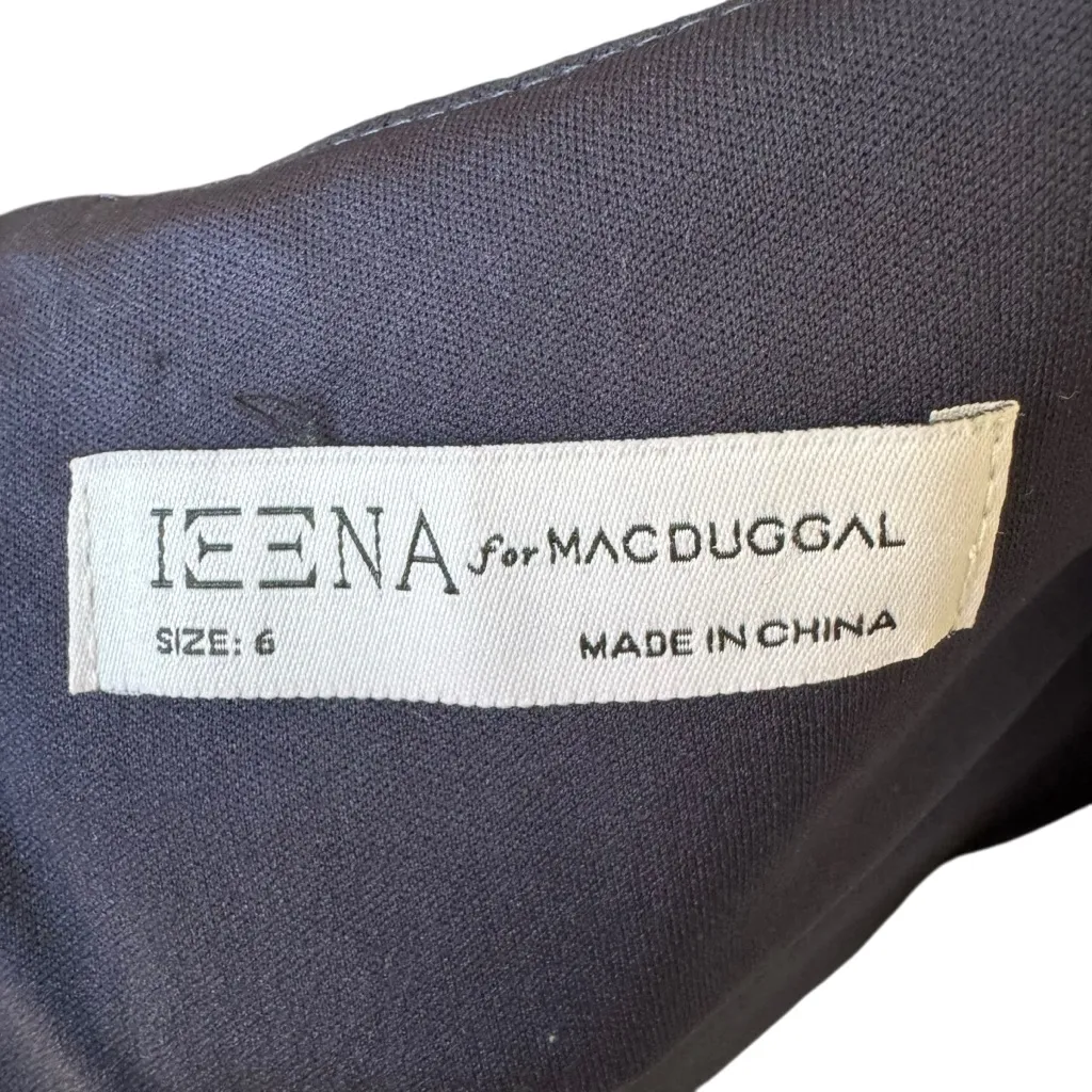 Leena for Mac Duggal - Navy Flounce Sleeve Square Neck Column Gown Sz 6 - Image 10