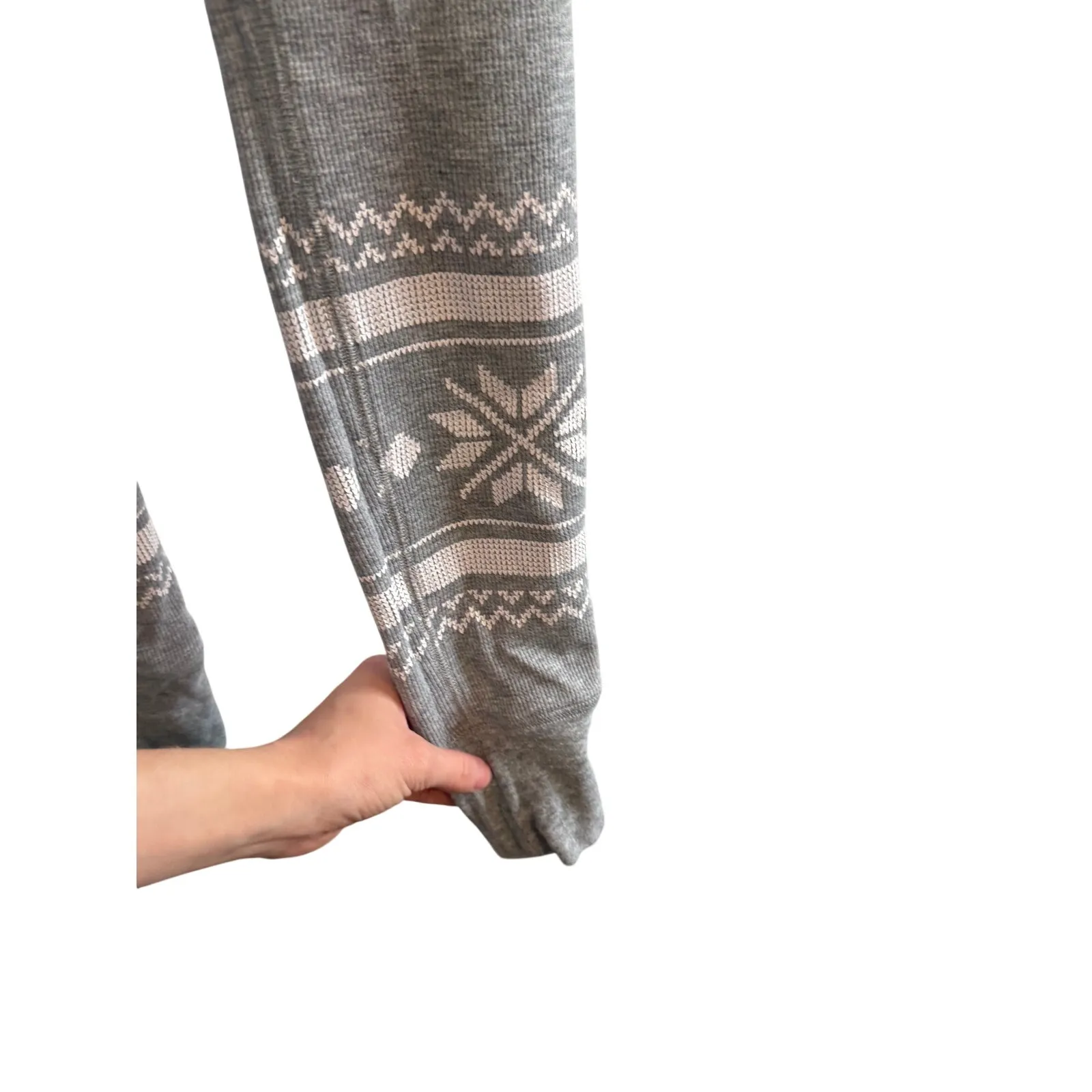 Victoria’s Secret PINK Thermal Onesie Pajamas XS Grey Fair Isle Gray - Image 5