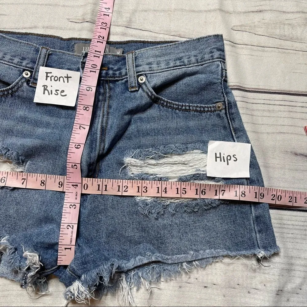 Just USA Womens Cut Off Jean Shorts Size Medium Denim Distressed Frayed Hem - Image 8