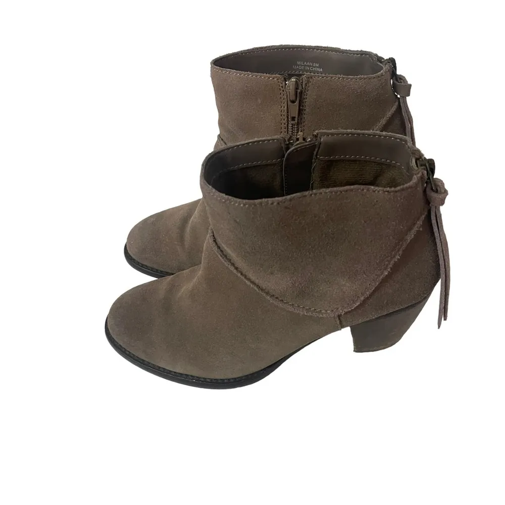 Steve Madden Women's Size 8M‎ Milaan Suede Brown Heeled Booties Boots - Image 5
