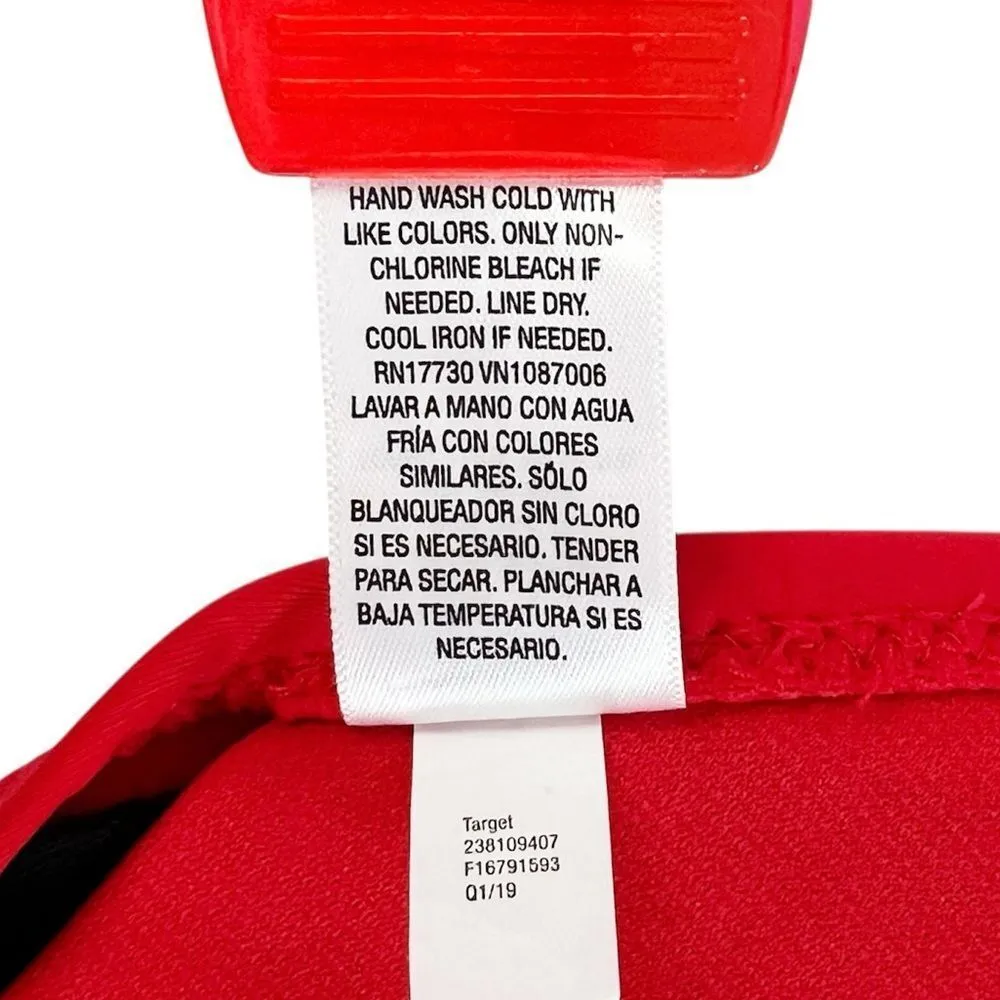 Shade & Shore Bright Red Triangle Ruffle Swim Bikini Top Cross Back Size Small - Image 5