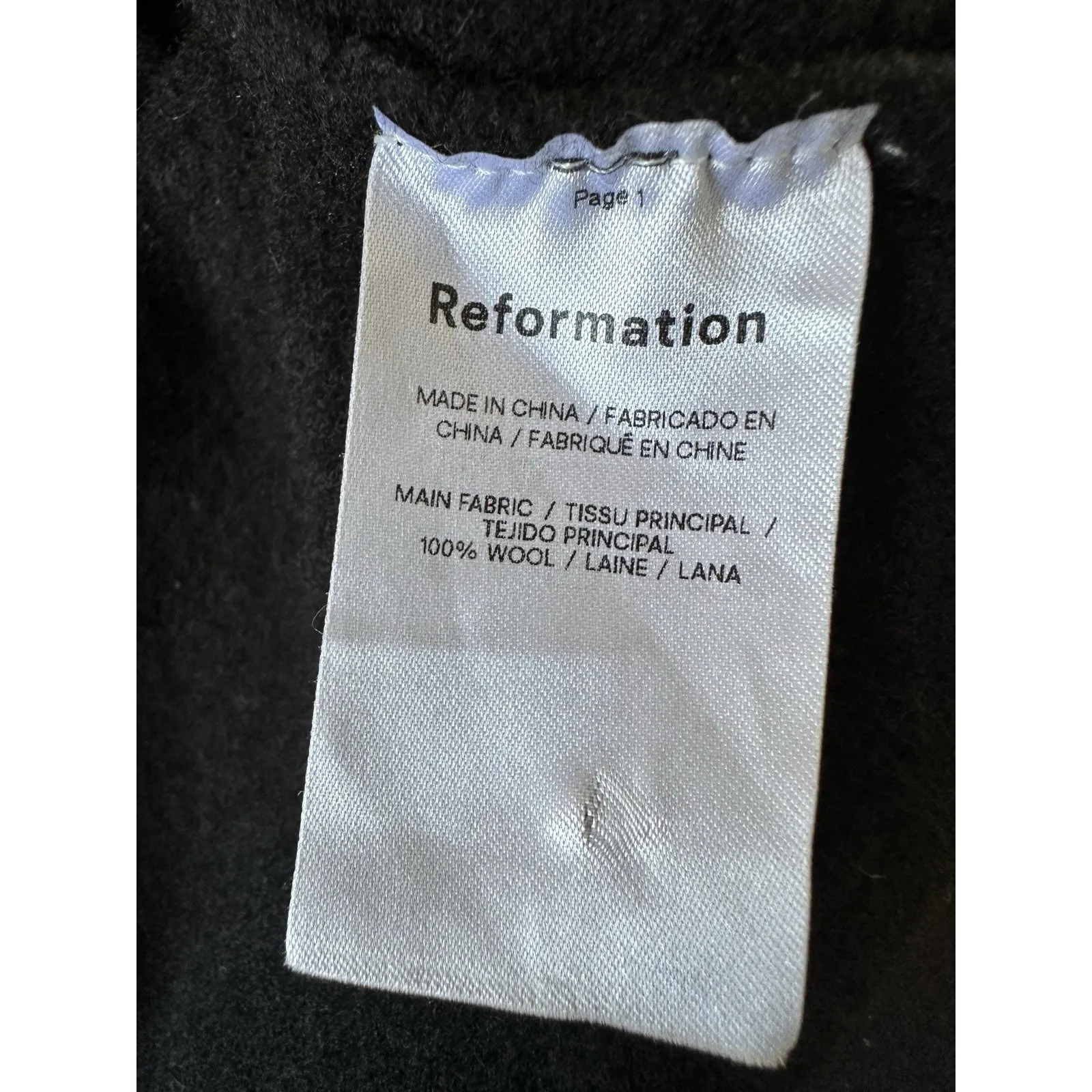 Reformation Val Crop Wool Cardigan Black Size XSmall Missing‎ Button - Image 6