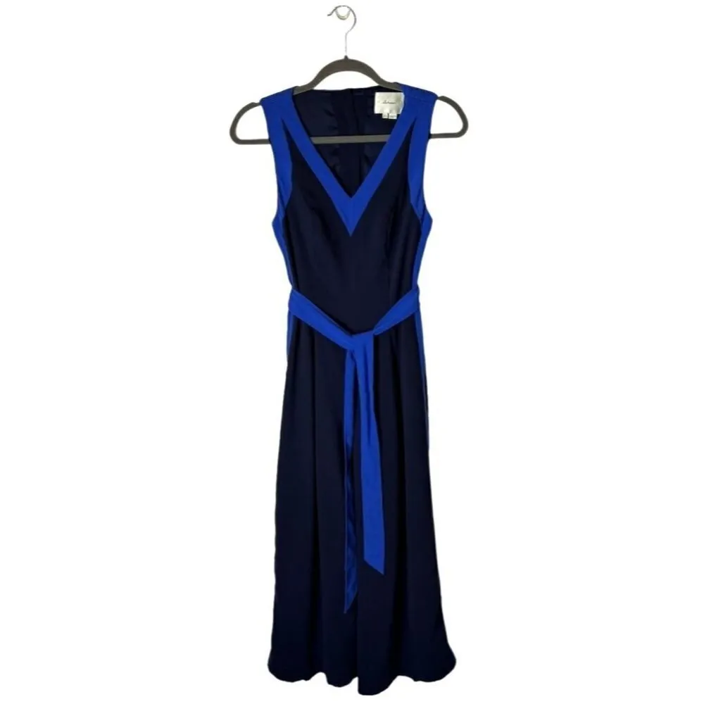 Elevenses Anthropologie Black And Blue‎ Sleeveless Cut Out Becca Jumpsuit Size 0 - Image 3