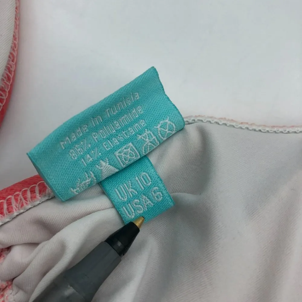 Melissa Odabash Bikini Top Removable Cups String Ties Geometric Pink Orange 6 - Image 4