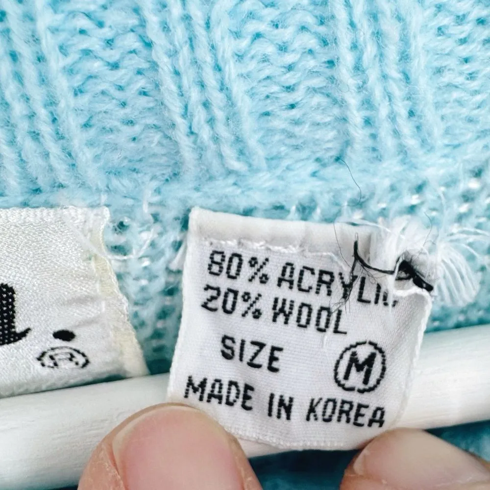 Vintage Via L.A. Paisley Knit‎ Sweater Blue Medium - Image 6