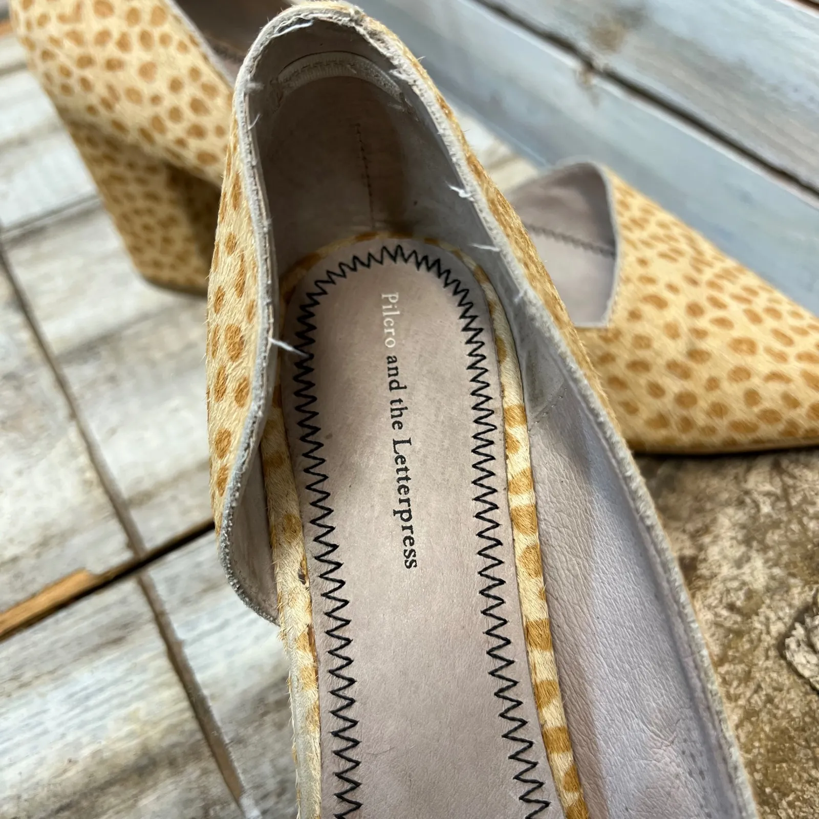 Pilcro And The Letterpress Calf Hair Block Heel Pumps Cheetah Anthropologie 10 - Image 7