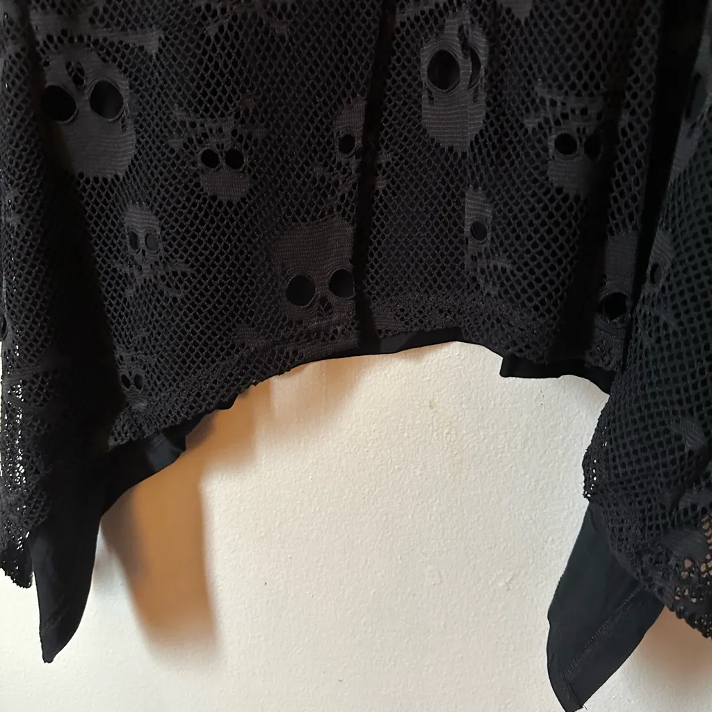 NO EVIL CATS LONGLINE TOP WITH NET SLEEVES Black Size L - Image 13