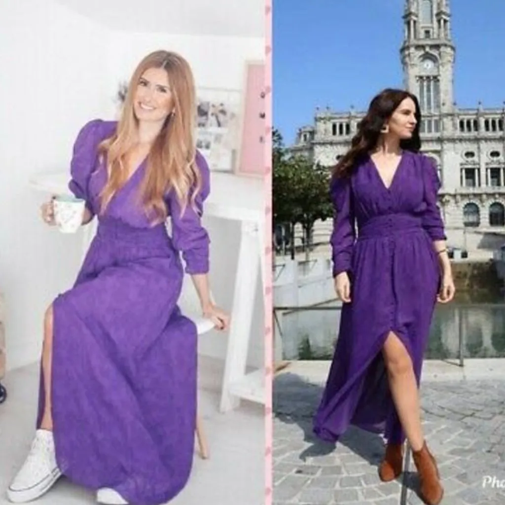 NWT ZARA Purple Jacquard Chiffon Midi Dress Bloggers Fav - Image 3