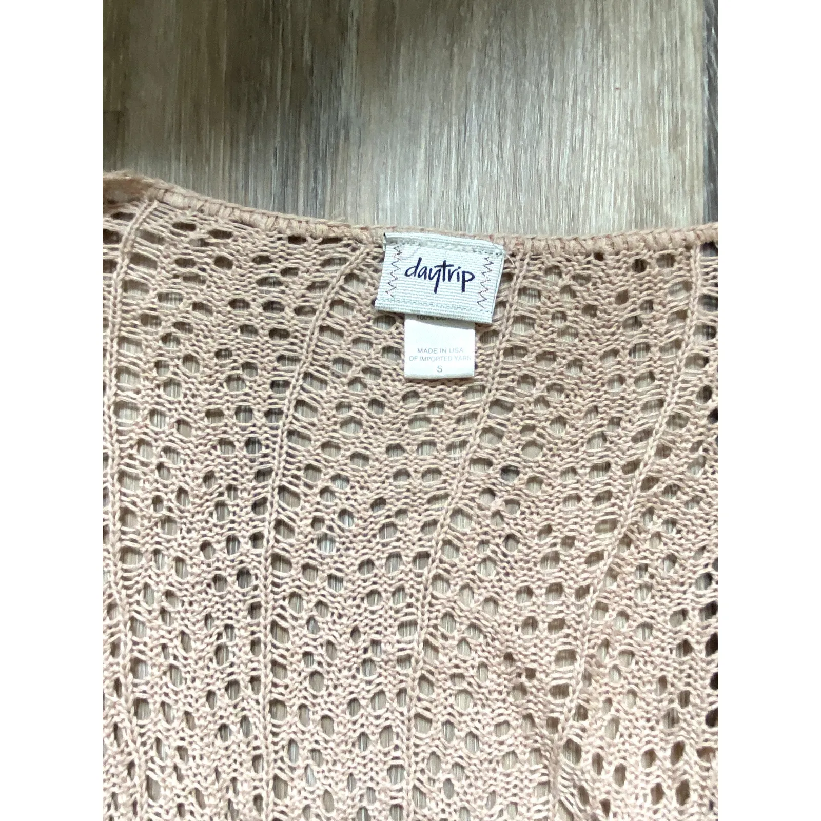 Cream Open Knit Boho Long Cardigan Cotton Small Drape Whimsygoth Y2K Retro Fairy - Image 4