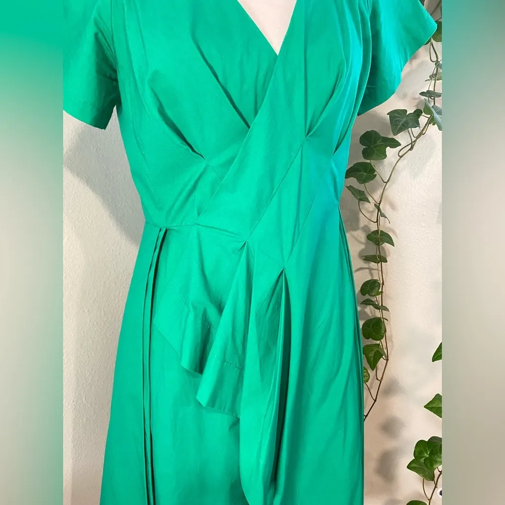 MAEVE ANTHROPOLOGIE SEAMED POPLIN
ORIGAMI PLEATED EMERALD GREEN MIDI DRESS‎ SZ 2 - Image 3
