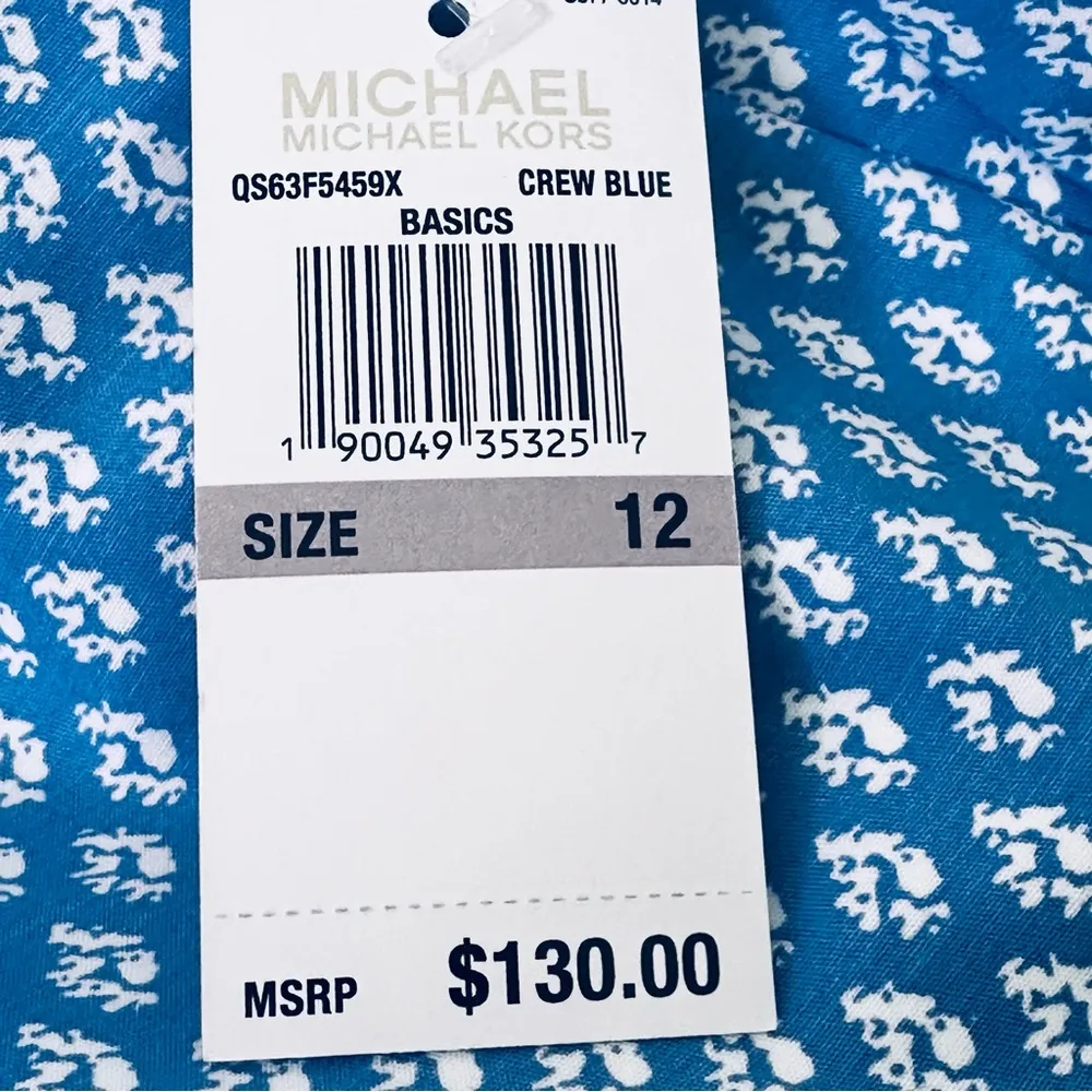 Michael Kors Blue & White Pattern Size 12 Casual Pants - Image 12