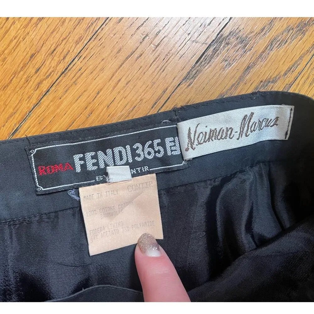 Vintage Fendi 365 Black Pencil Straight Cotton Skirt Size Small/ 2 - Image 4