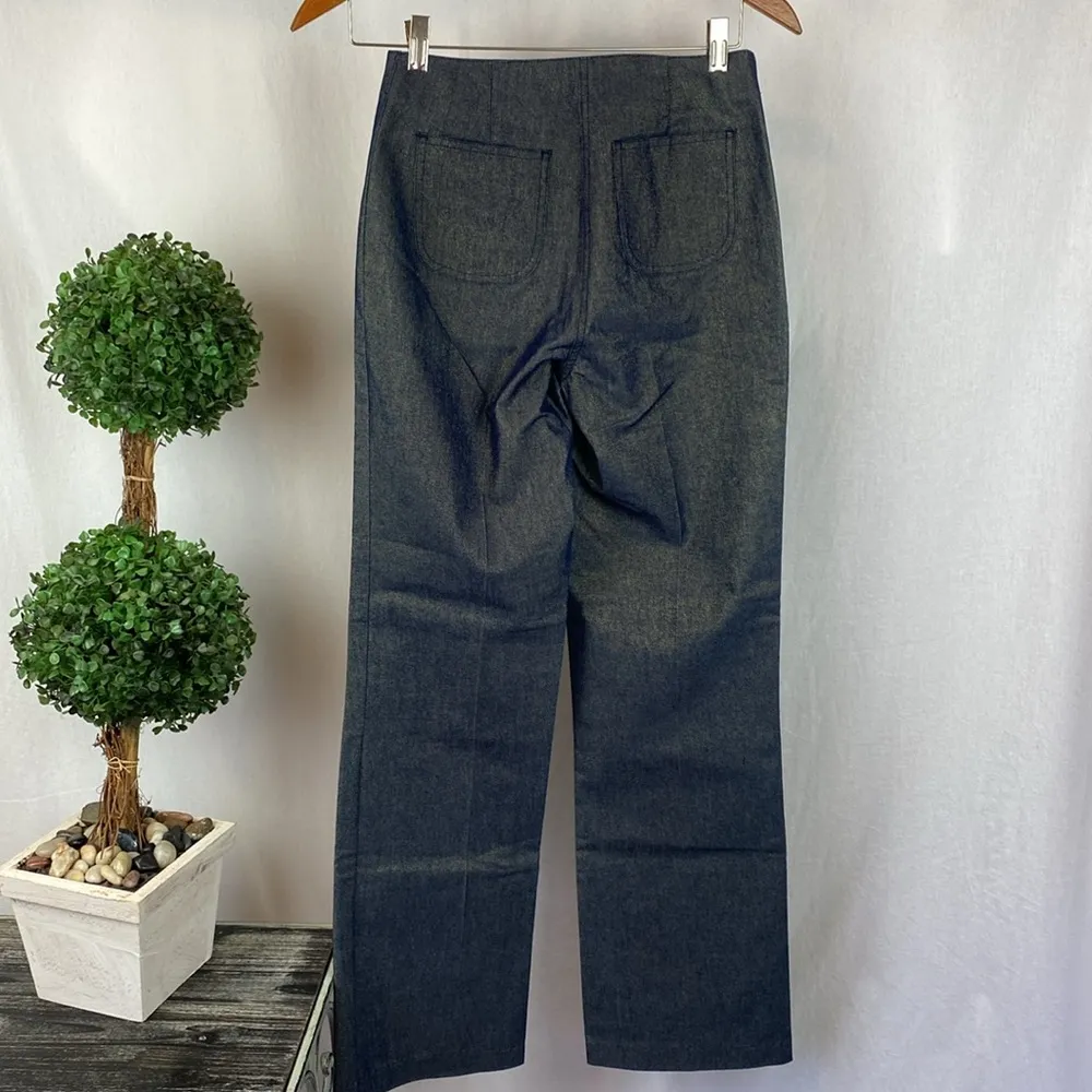 Bebe Blue & Gold Vicky High Rise Flair Wide Leg Pants NEW 2 - Image 2