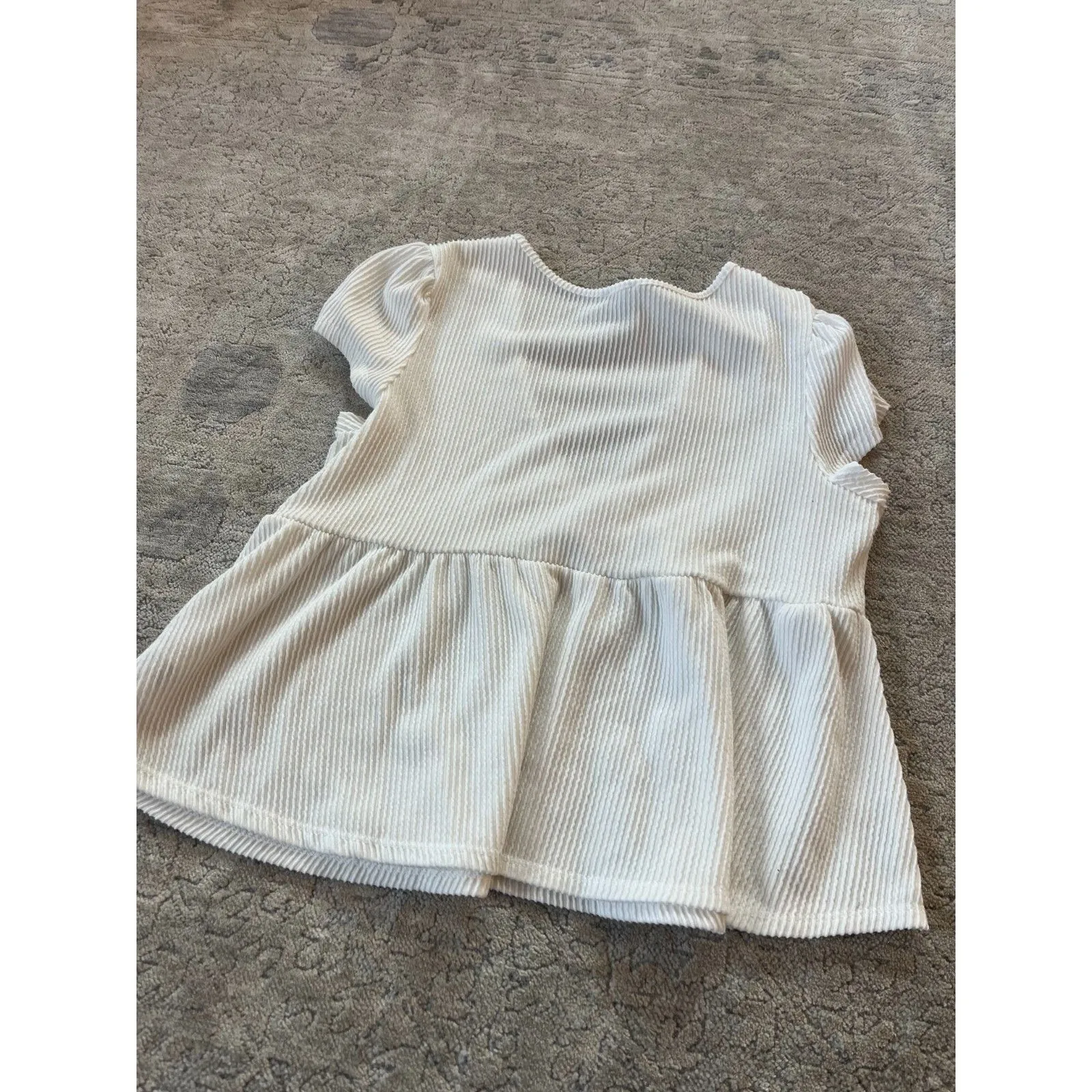 Francesca's White Ribbed Babydoll Top Women Blue Rain Spring Summer Shirt XL - Image 4