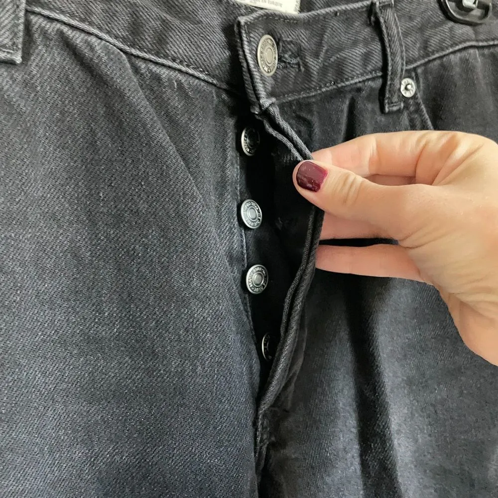 FREE PEOPLE  We The Free Black Distressed High Rise The Lasso Jeans - Image 11