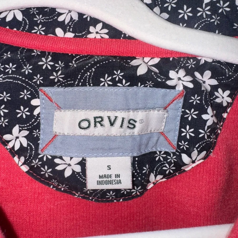 Orvis Long Sleeve Polo Sweatshirt with Floral Accent size Small - Image 4