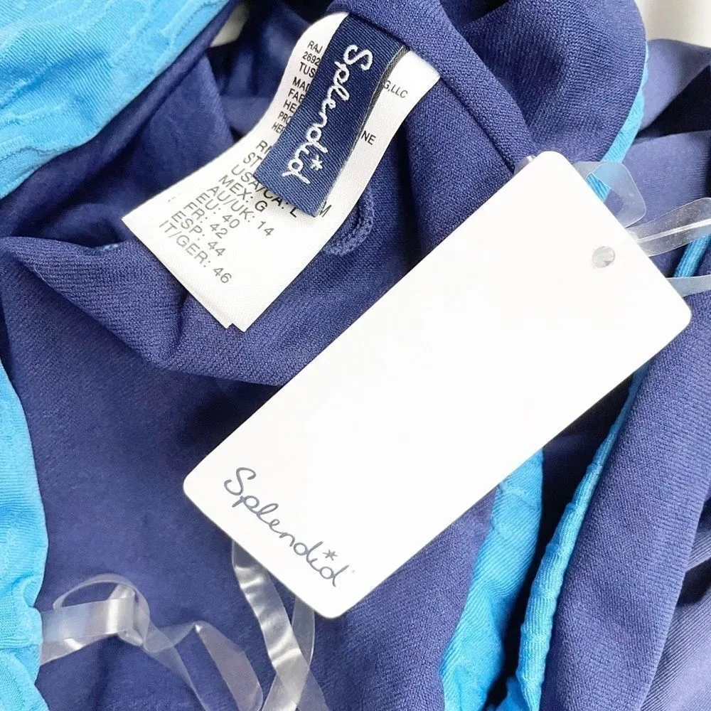 Splendid Blue Colorblock Cutout One Shoulder Swimsuit One Piece Monokini Size L - Image 9