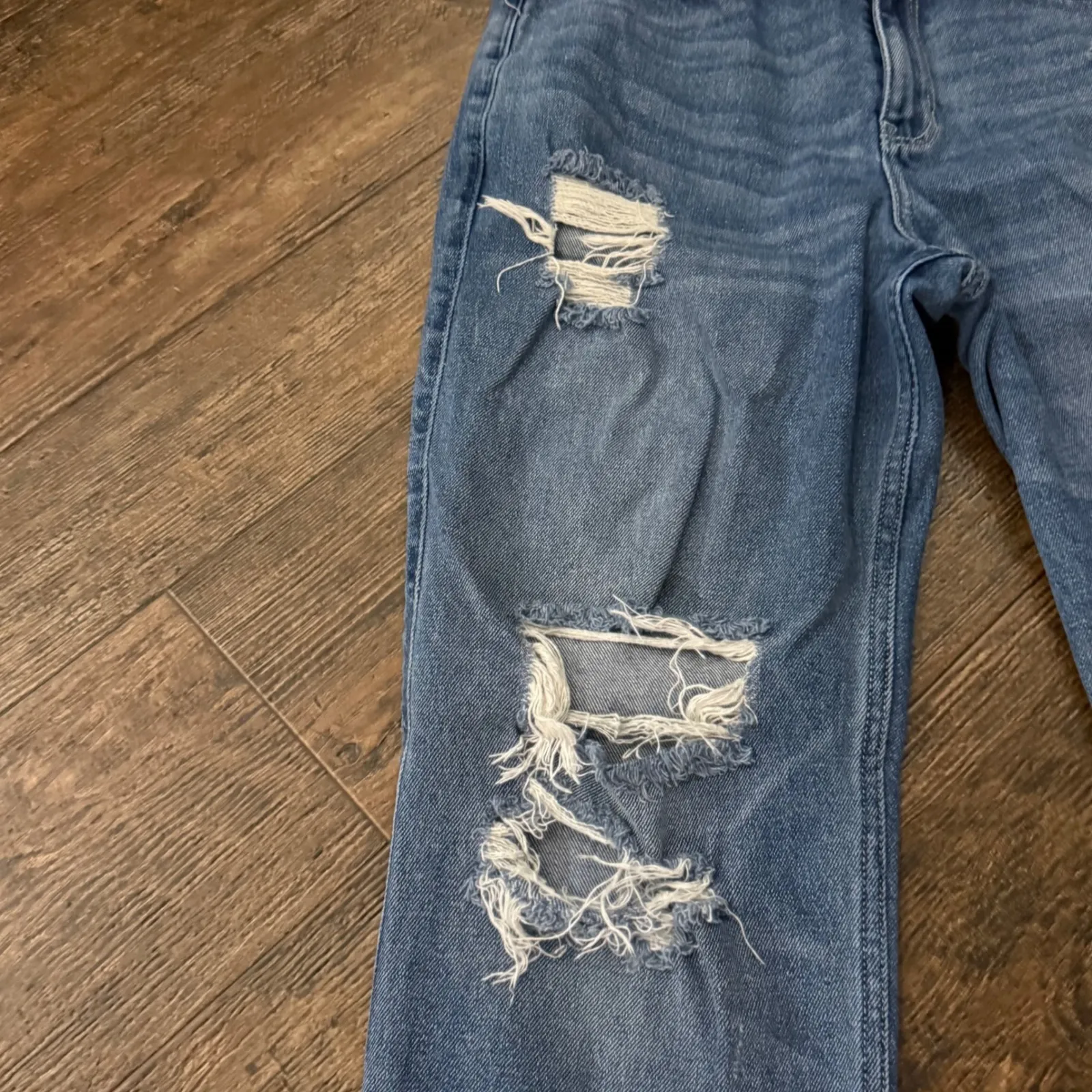 Hollister‎ High Rise Slim Straight Jeans Distressed Ripped Frayed Hem W29 L26 - Image 2