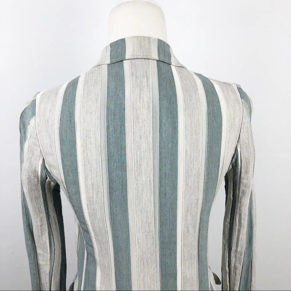 Lafayette 148 NY Vangie Vertical Striped Two Button Blazer Jacket Size 2 Job - Image 9