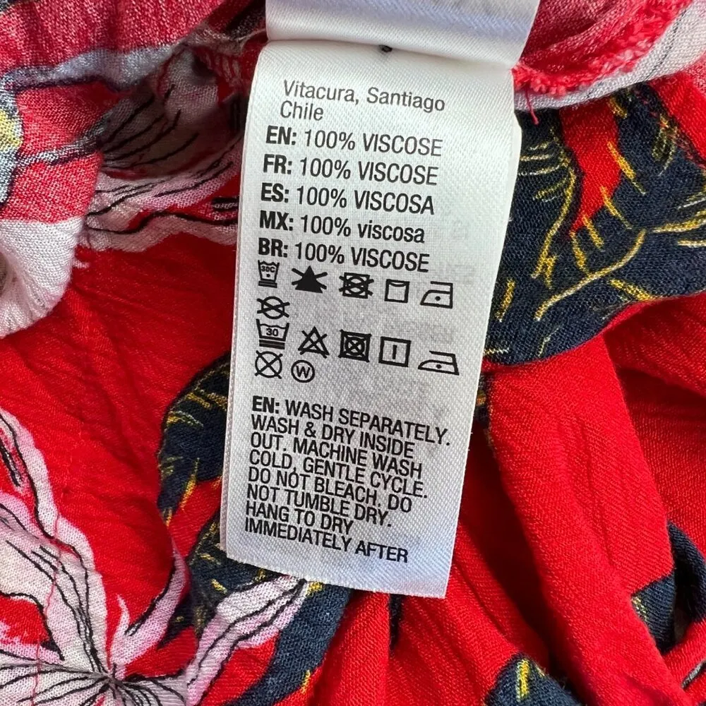 Roxy Red Floral Long-Sleeve V-neck Romper Size Small - Image 11