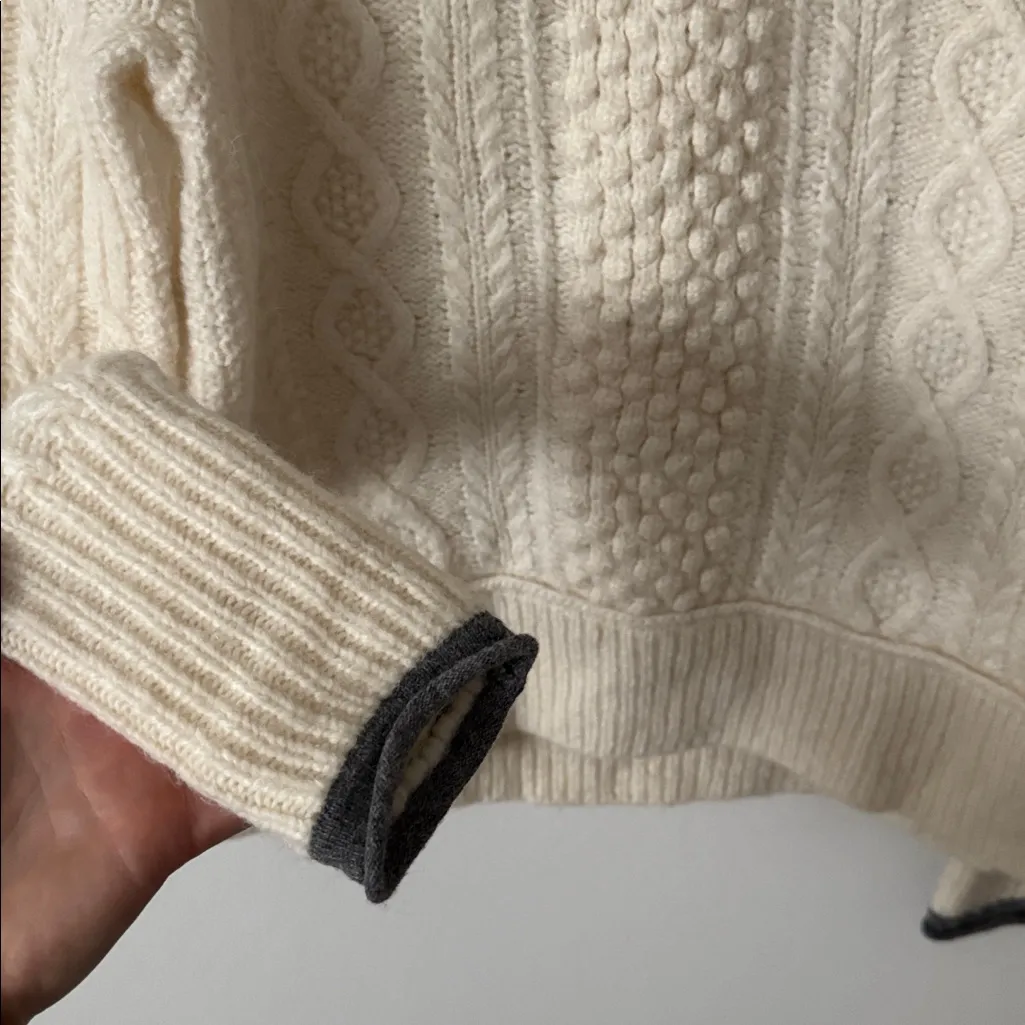 Alex Mill XS Camil Cream Cable Knit Turtleneck Sweater White - Image 7