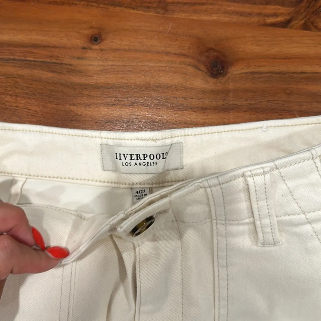 Liverpool Women's cream Cargo Shorts - Image 3