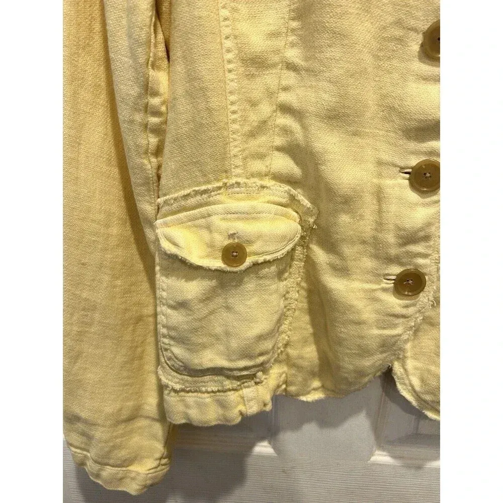J. Crew‎ Yellow Academy Washed 100% Linen Blazer Jacket Womens Large - Image 2