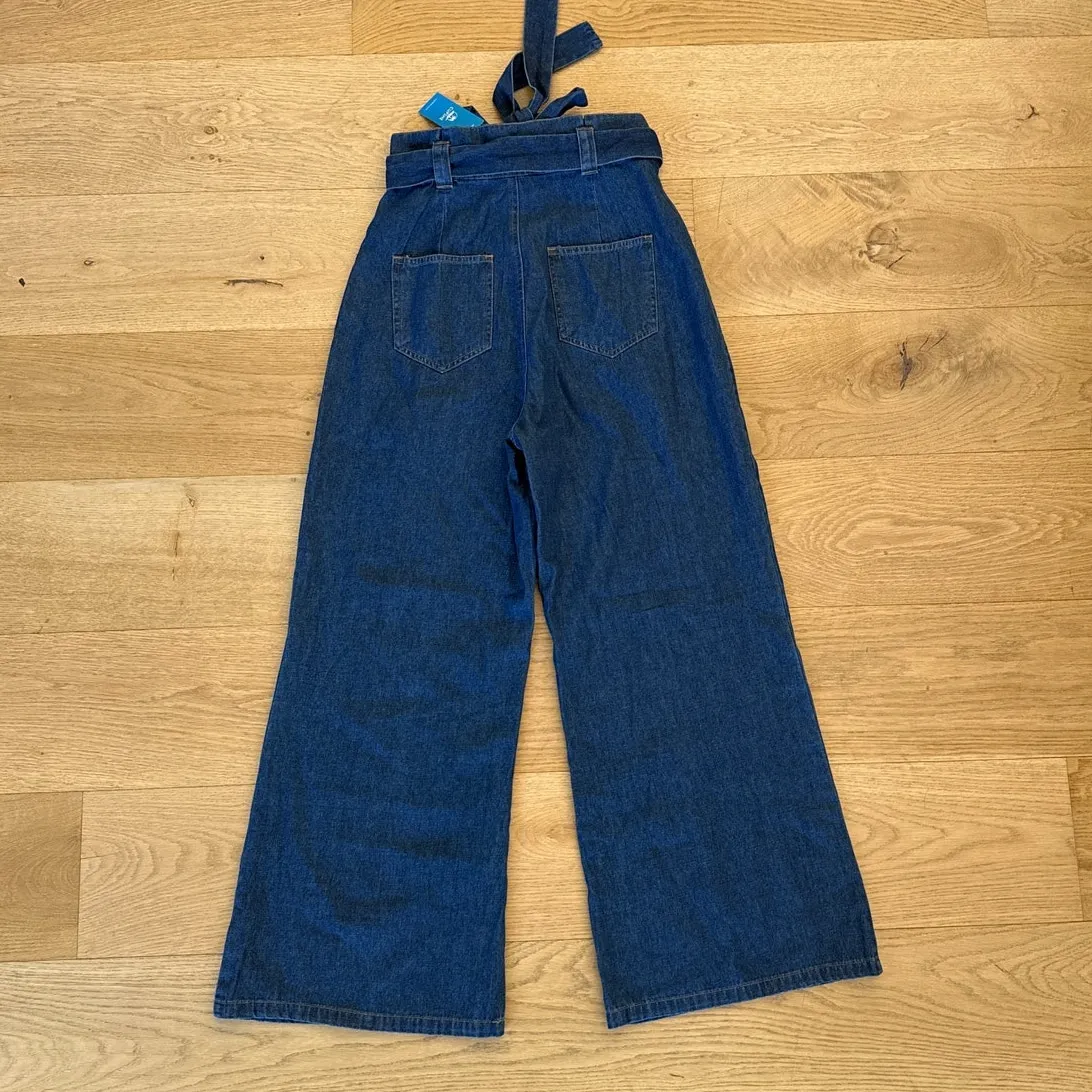 Cupshe Wide Leg Jeans Belted Edge Factor Size XS Blue - Image 5