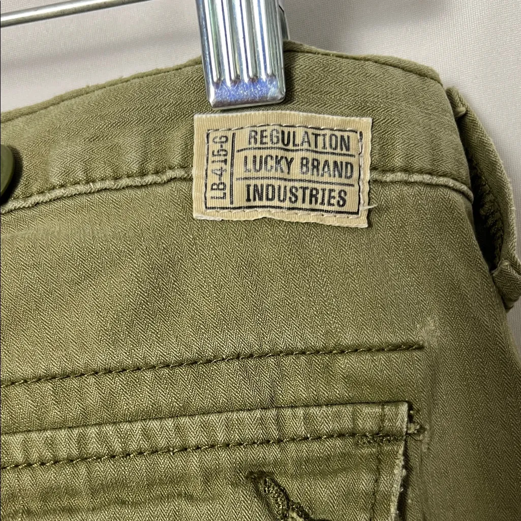 Lucky Brand Y2K Women's Dungarees Olive Green Utility Pants Size 8/29 - Image 8