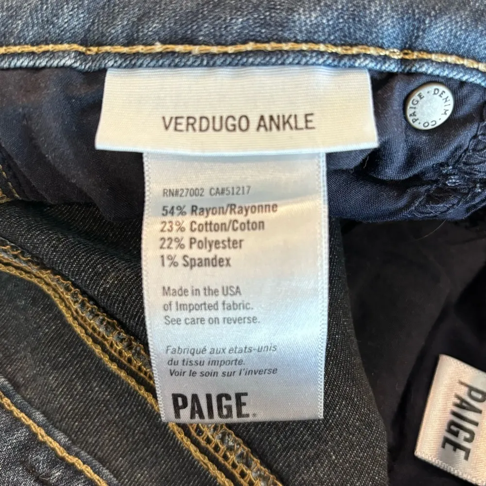 Women's Paige Verdugo Ankle length Nottingham mid rise skinny jeans size 25 - Image 11