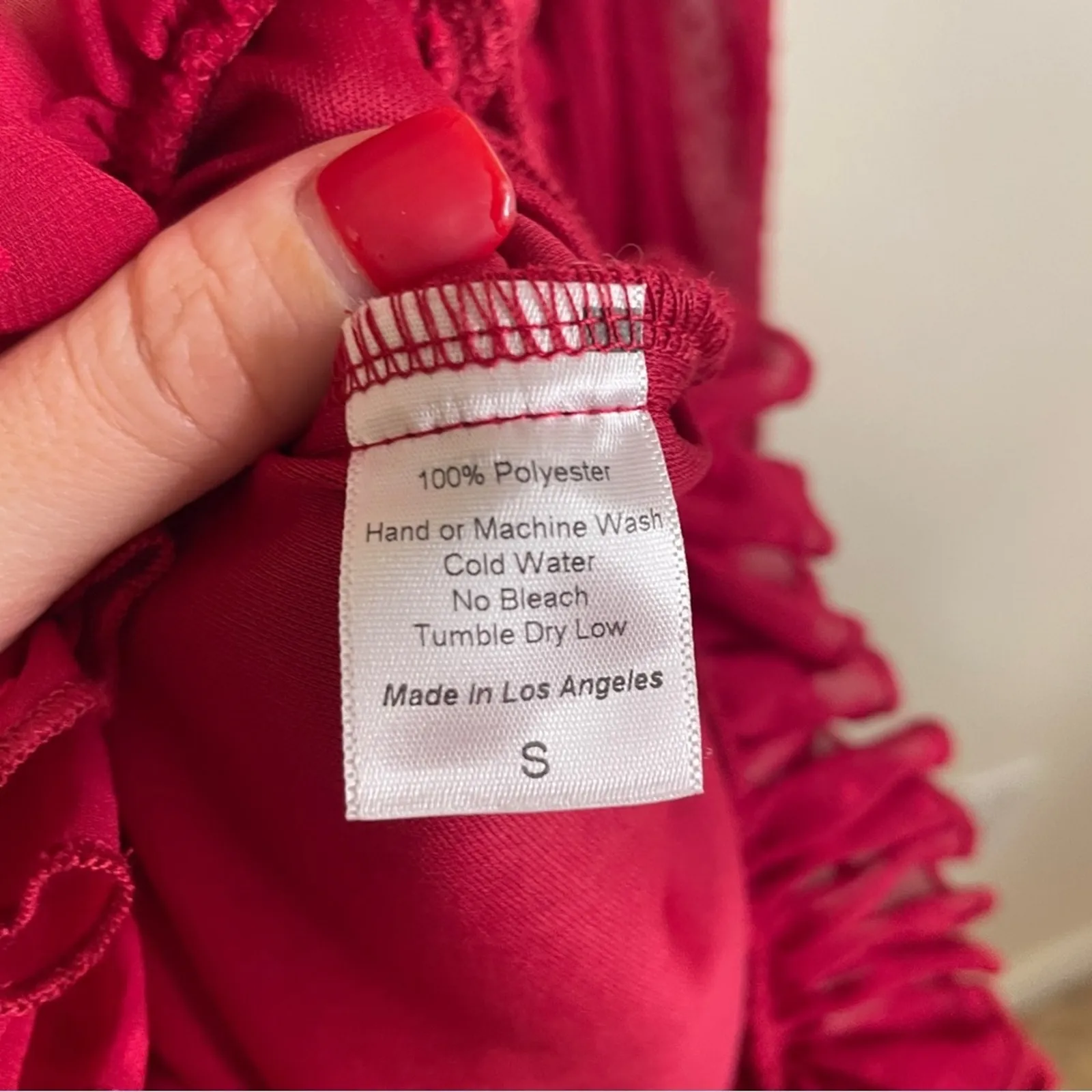 Lucy In The Sky Elsa Drape Dress In Red Swiss Dot Sweat heart Neckline Sz Small - Image 6