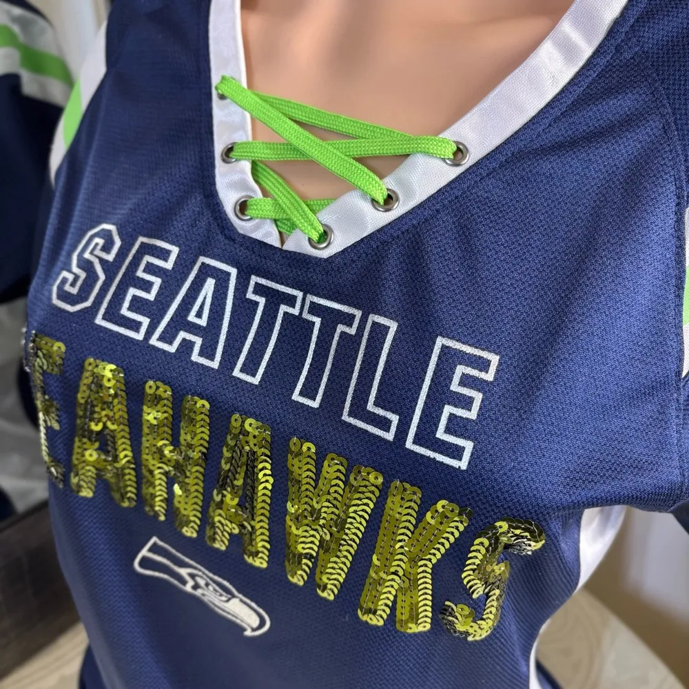 Seattle Seahawks Navy Blue Jersey Size M - Image 4