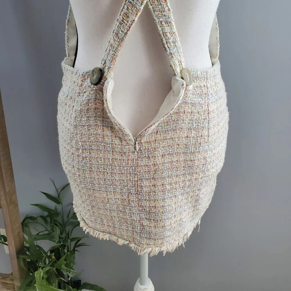 Zara TRF Collection Frayed Tweed Mini Skirt Jumpsuit Size S - Image 5