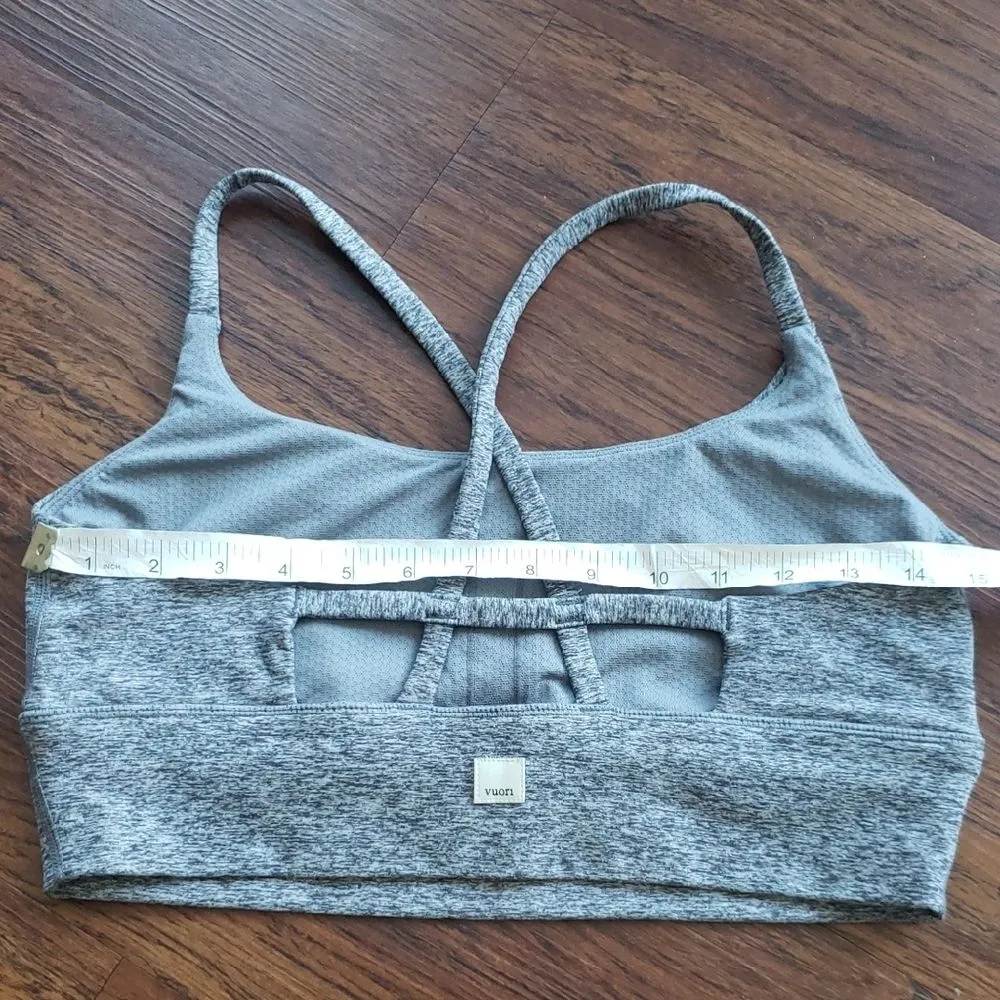 Vuori  Heathered Gray Long Line Elevation Ultra Soft Full Coverage Bra Size Large - Image 4