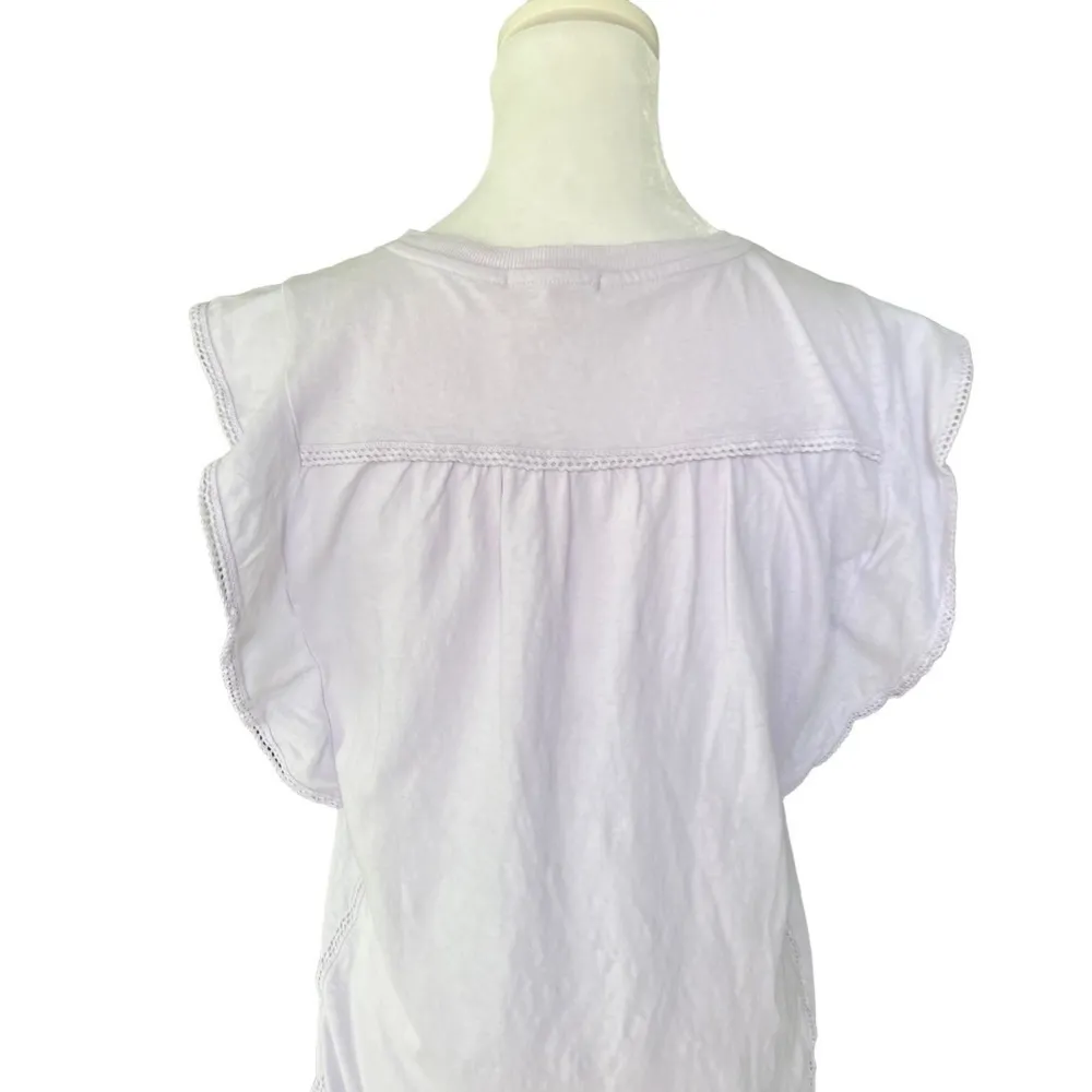 Sundry - NWOT Flutter Sleeve Tank Crochet Trim Lavender Sz 0/XS - Image 4