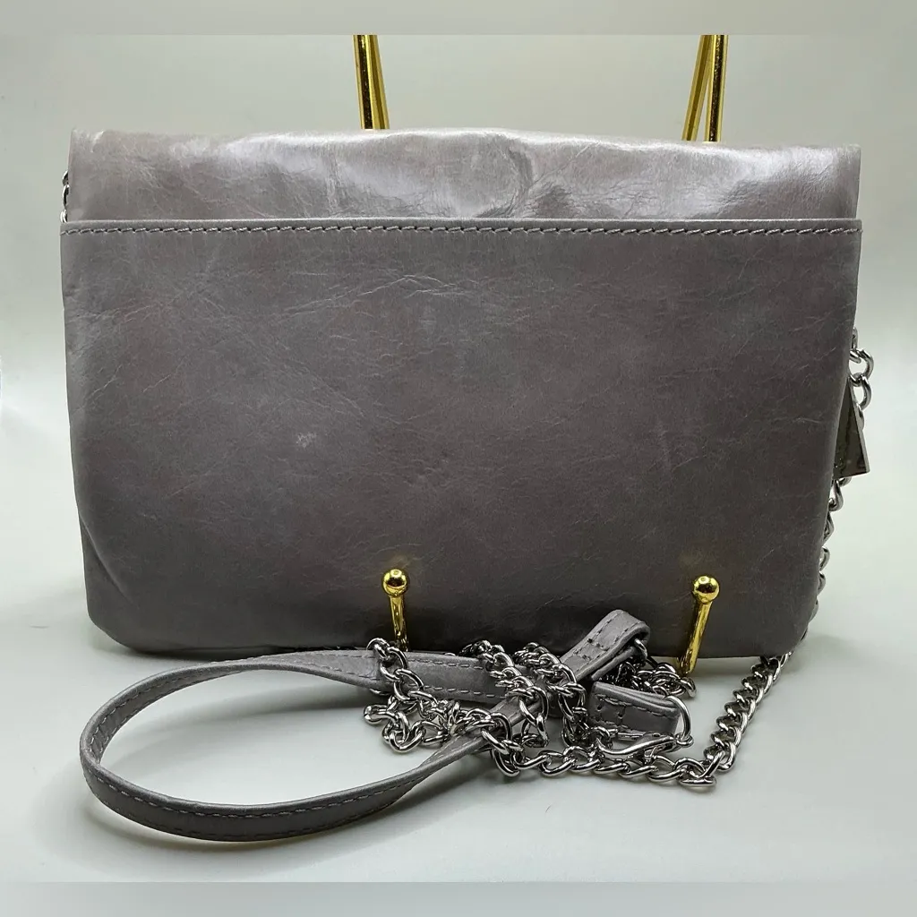 A Rare HOBO International Gray Distressed Leather Clutch/ Shoulder Crossbody Bag - Image 2