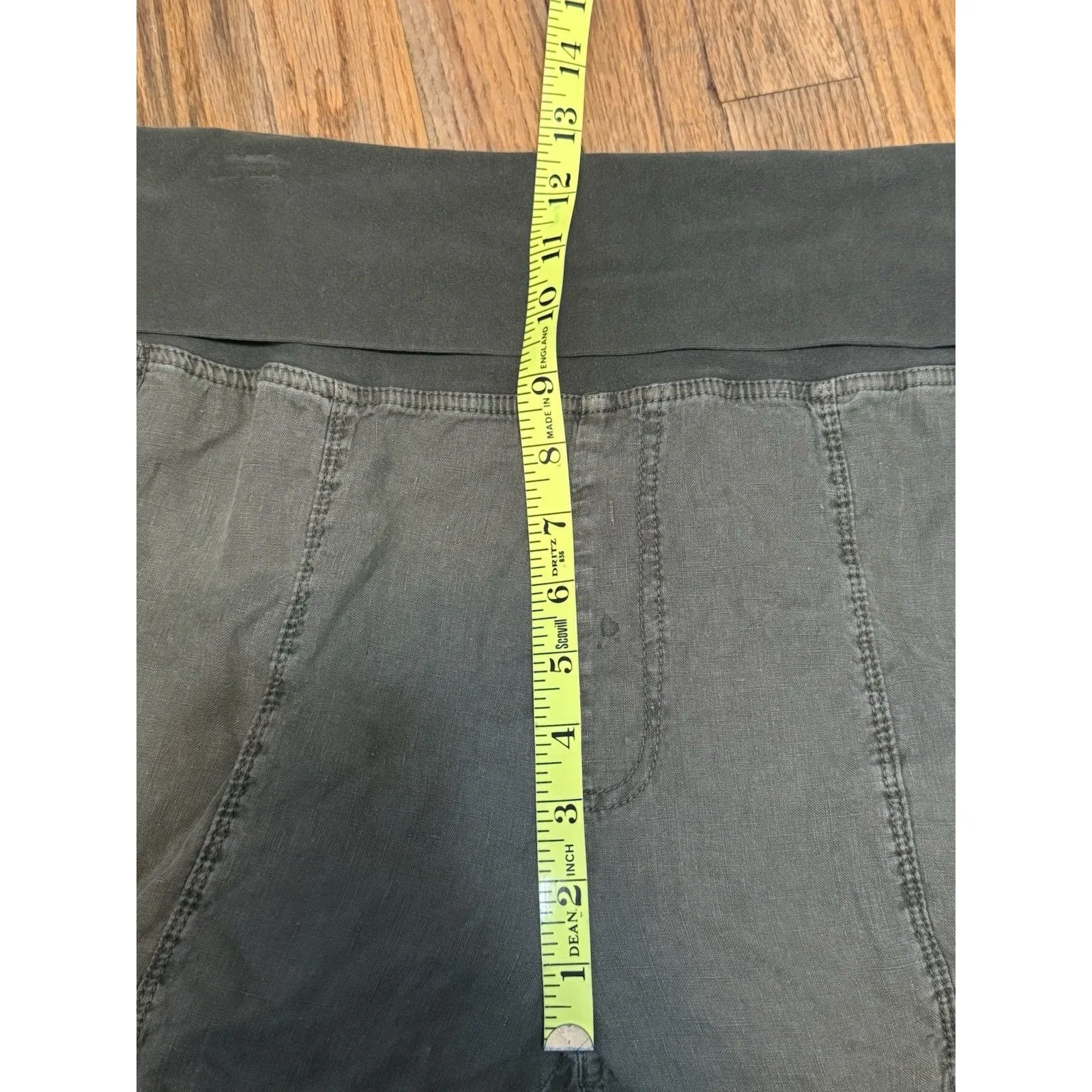 XCVI Pasquel Pant Raw Hem Wide Leg 100% Linen Pull On Foldwaist Green Size Large - Image 11