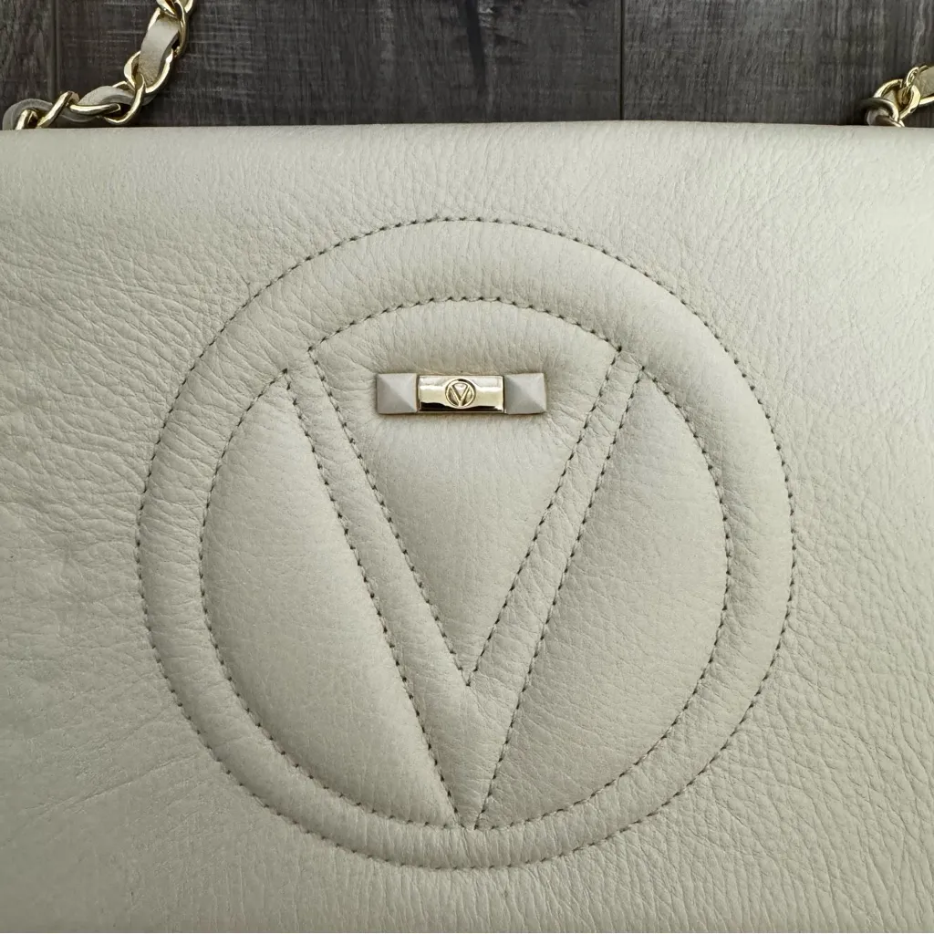 Valentino by Mario Valentino Lena Signature Leather Crossbody Cream White NWT - Image 3