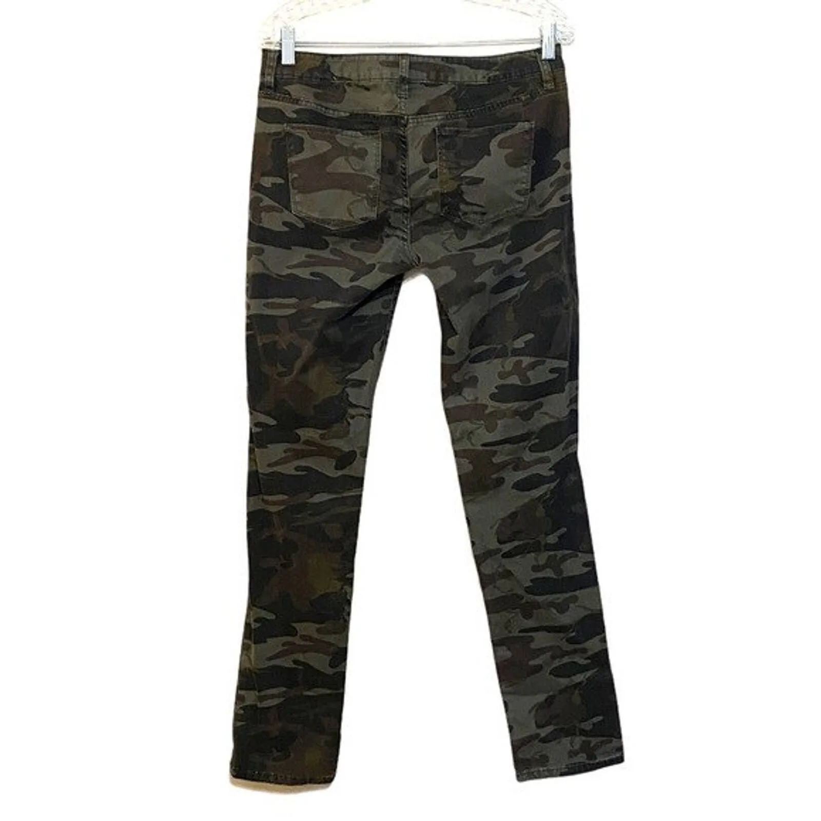 London Jeans Womens 6 30” Green Brown Camo Print Skinny‎ Leg Camouflage Utility - Image 2