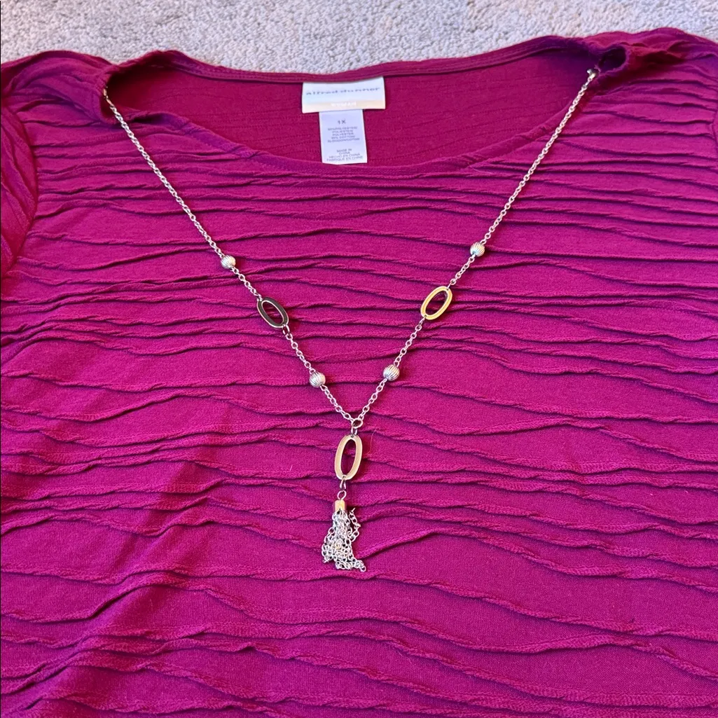 Alfred Dunner Purple Textured Necklace Top SIZE 1X - Image 4