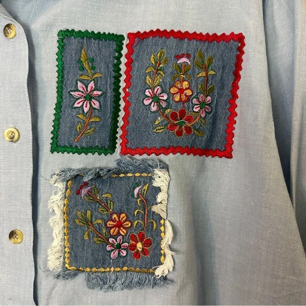 Vintage Patchwork Blue Button - Image 3