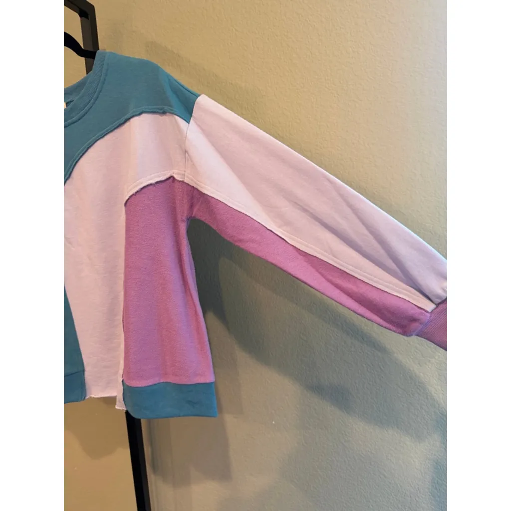 Easel 100% Cotton Color Block Sweatshirt in Multi Colors Size S - Image 4
