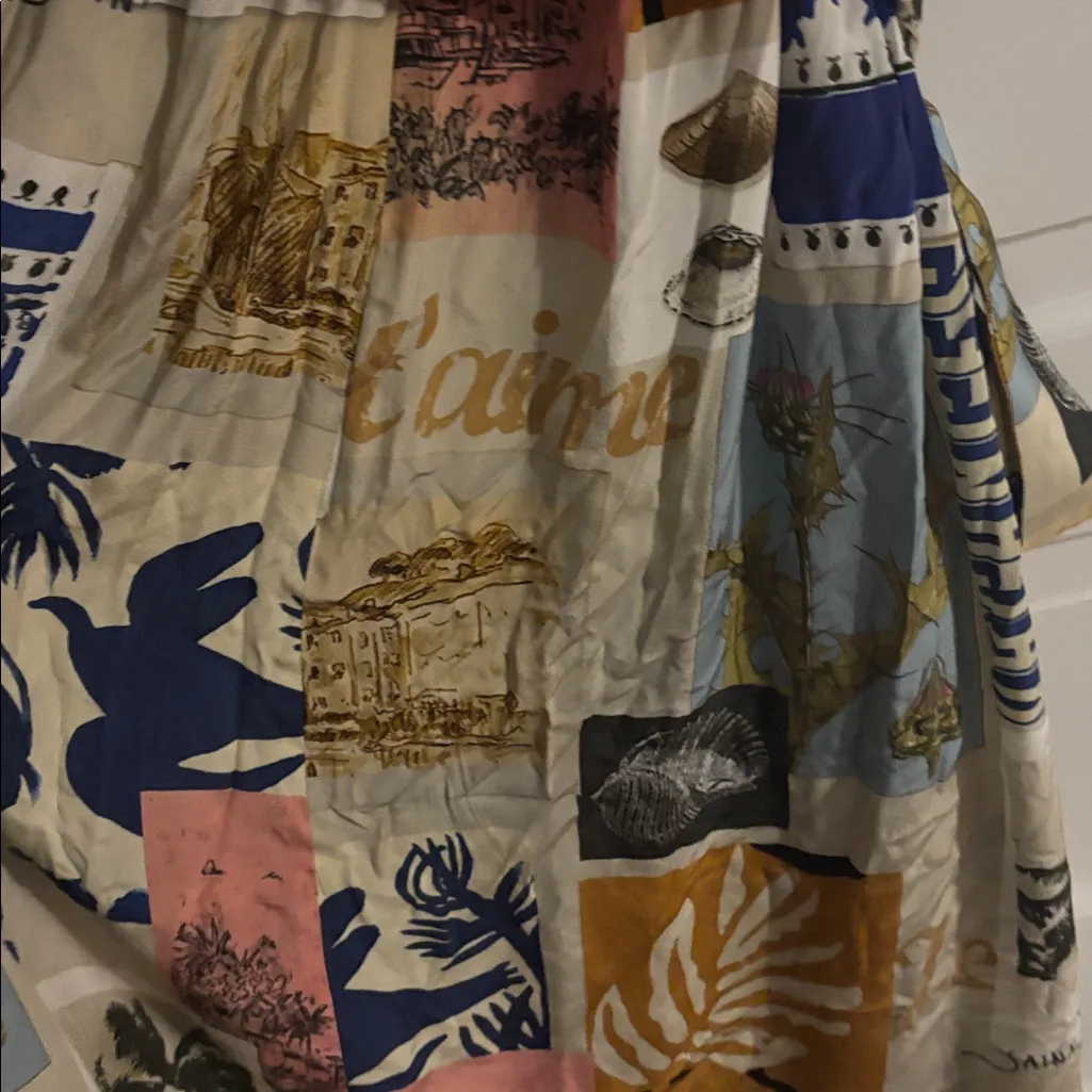 MaxMara Weekend Multicolor Graphic Traveler Cursore Print Tie Midi Dress - Image 5