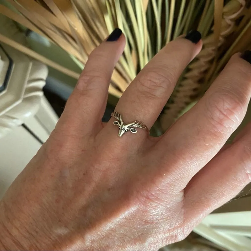 Sterling Silver Buck Deer Head Ring Sizes 7,8,9 Silver - Image 7