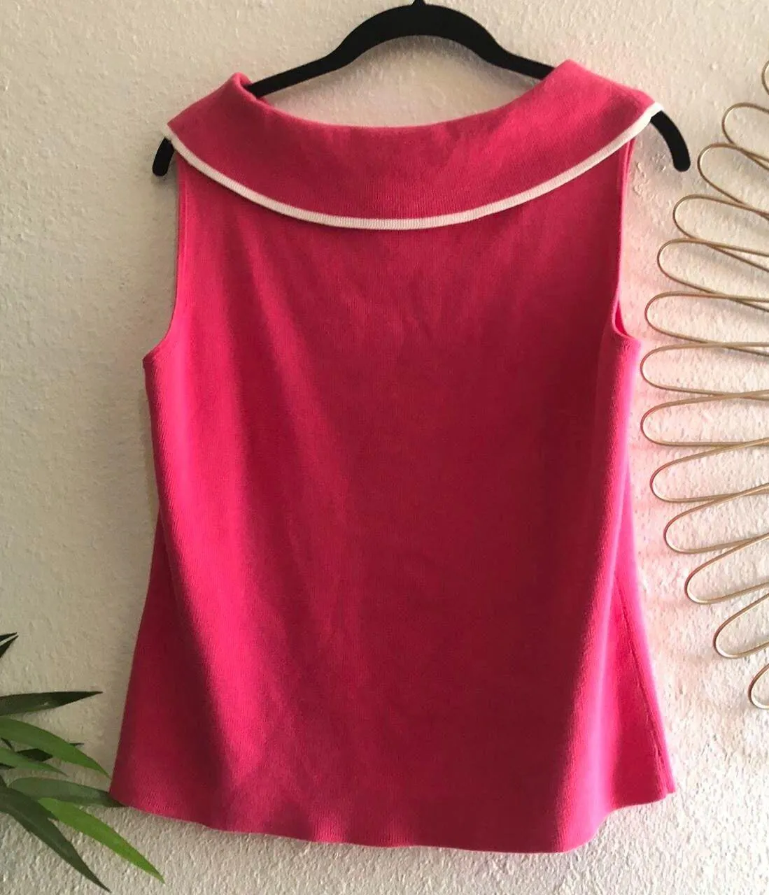 1990s pink and white bow off shoulder boat neck top Size M - Image 2