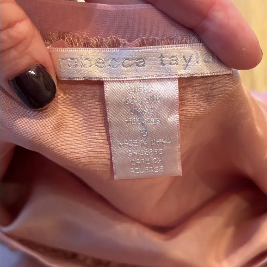 Rebecca Taylor Skirt 100% Silk Pink Ruffle Knee Length Size 6 - Image 4