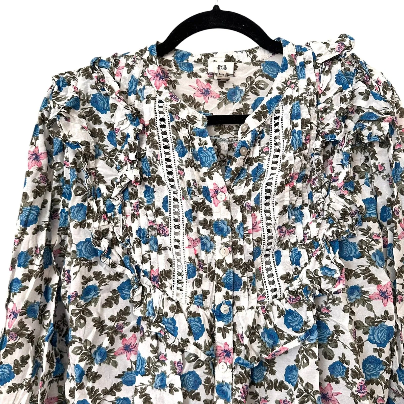 RIVER ISLAND Floral Ruffle Blouse Sz10‎ (US6) - Image 5