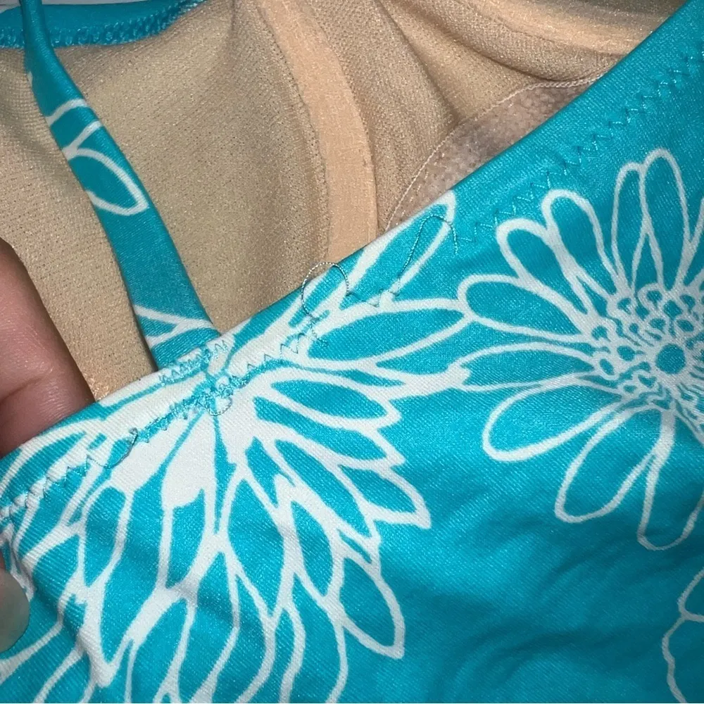 Y2k 90’s Victoria’s Secret floral one piece swimsuit turquoise & white size 10 - Image 7